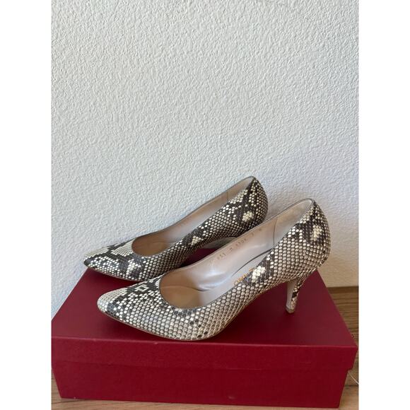 Salvatore Ferragamo Dalia 70P Python Calfskin Pumps Size 7 B Snakeskin w/ Box - Picture 4 of 4